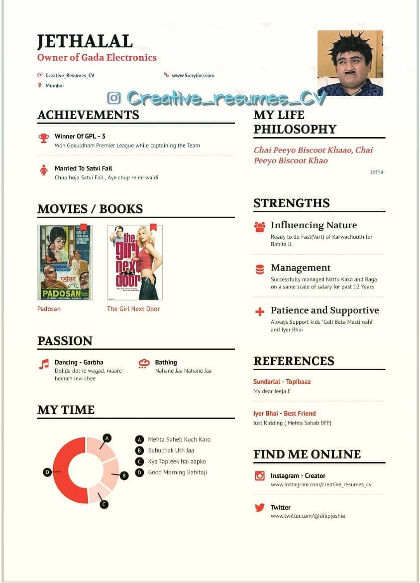 jethalal cv resume